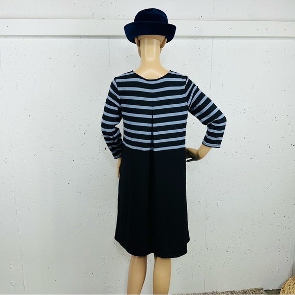 J. Jill Small Wearever Collection Black & Blue Striped Dress - Picture 4 of 14